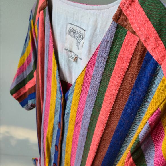 Ace & Jig Striped Rainbow Romper Jumpsuit $345 Organic Cotton Womens Large EUC - Picture 7 of 12